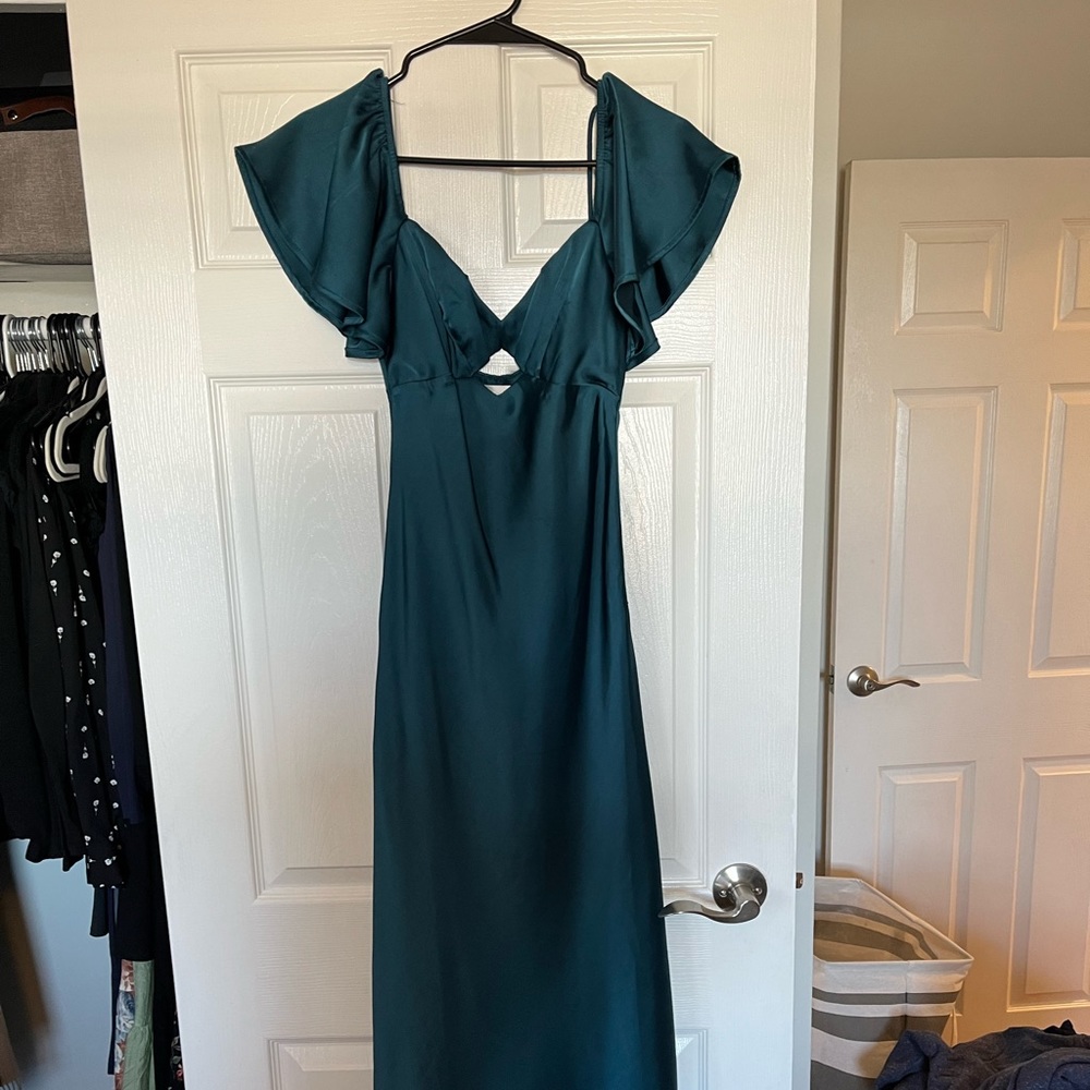 Billy J Teal Satin Dress Size 6